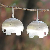 Sterling silver dangle earrings, Pretty Elephant