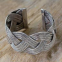 Sterling silver cuff bracelet, 'Lanna Magnificence' - Sterling silver cuff bracelet