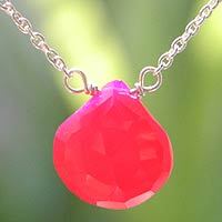 Pink chalcedony pendant necklace,