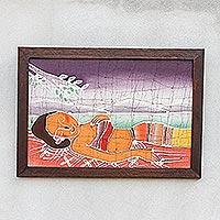 Batik art, 'Feminine Beauty' - Batik Cotton Wall Hanging