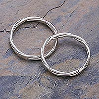 Sterling silver stacking rings, 'Relaxing Touch' (pair) - Sterling Silver Stacking Rings (Pair)