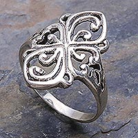 Sterling silver cocktail ring, 'Elegance' - Sterling Silver Band Ring