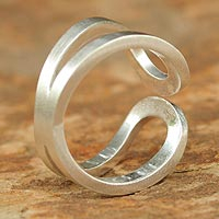Sterling silver band ring, 'Thai Hug' - Sterling Silver Ring