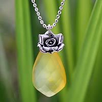 Chalcedony flower necklace,