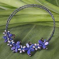 Pearl and lapis lazuli choker,