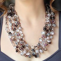 Smoky quartz beaded necklace,