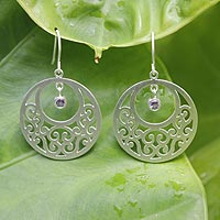 Amethyst floral earrings, 'Lanna Moons' - Amethyst floral earrings