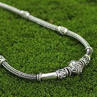 Sterling silver braided necklace,