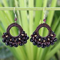 Garnet and agate dangle earrings,