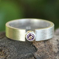 Amethyst solitaire ring, 'Lanna Belle' - Amethyst and Silver Solitaire Ring
