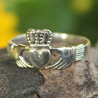 Sterling silver cocktail ring, 'My Heart in Your Hands' - Sterling Silver Band Ring