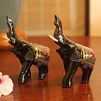 Featured review for Lacquered wood figurines, Happy Elephants (pair)