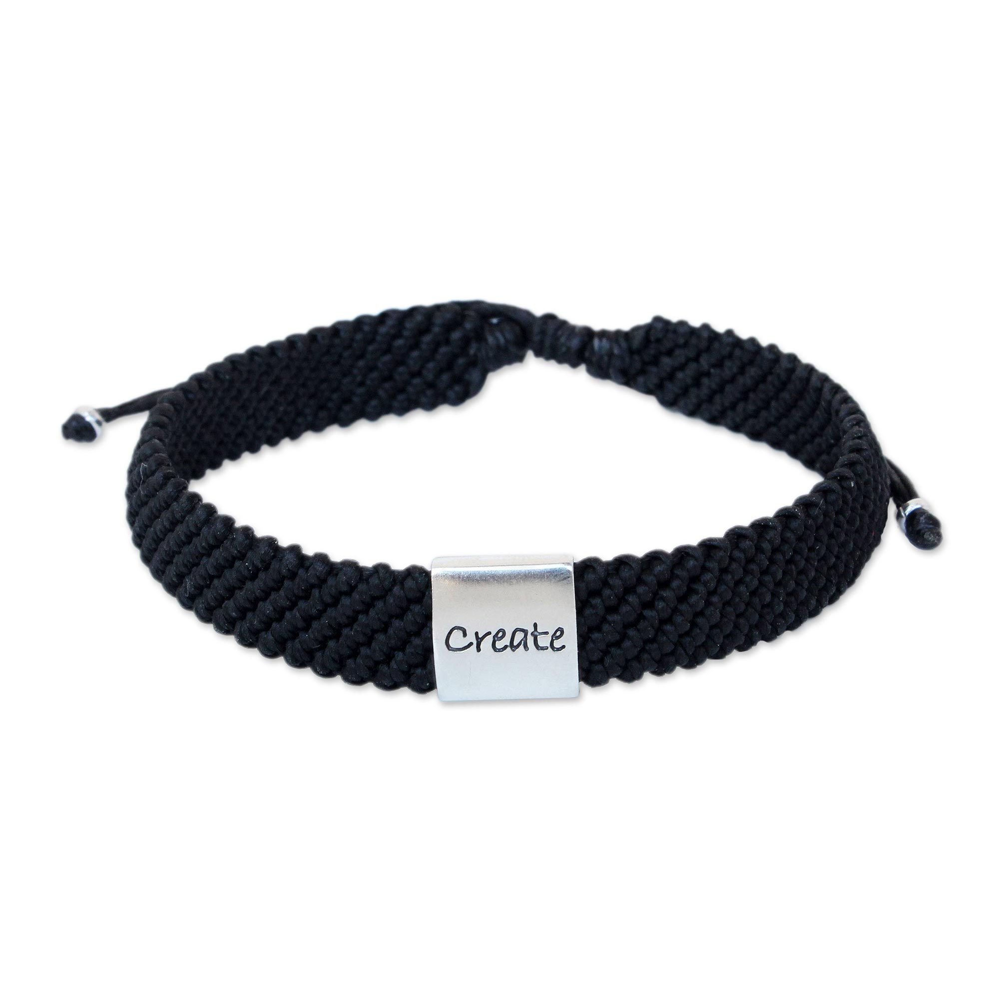 Fair Trade Inspirational Sterling Silver Wristband Bracelet Create