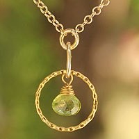 Gold vermeil peridot pendant necklace,