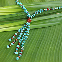 Pearl and carnelian pendant necklace Promise from the Sea Thailand
