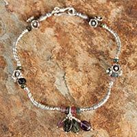 Tourmaline and amethyst flower bracelet,