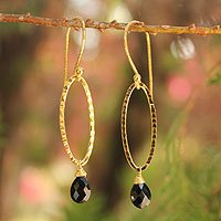Gold vermeil onyx dangle earrings,