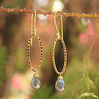 Gold vermeil labradorite dangle earrings,