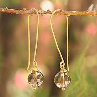 Gold vermeil smoky quartz dangle earrings- ’Songkran Moon’ (Thailand) Gold vermeil smoky quartz dangle earrings- ’Songkran Moon’ (Thailand)