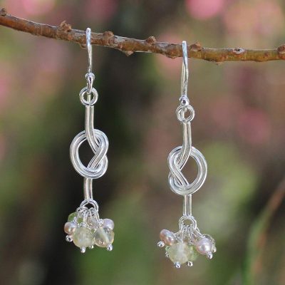 Cultured pearls and citrine cluster earrings, Love Knots