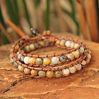 Jasper beaded wrap bracelet,