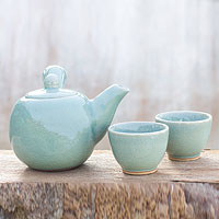 Celadon ceramic tea set Chiang Mai Sky set for 2 Thailand