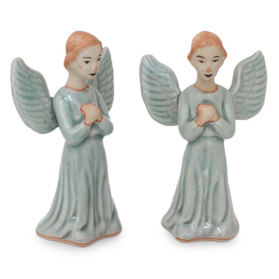 Celadon Ceramic Sculpture (Pair)