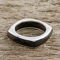 Men's wood ring, 'Natural Journey' - Men's Hand Crafted Wood Band Ring