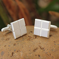 Sterling silver cufflinks Squared Geometry Thailand