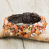 Carnelian cuff bracelet, 'Sunny Day' - Artisan Crafted Carnelian Cuff Bracelet