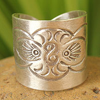Sterling silver wrap ring, 'Live With Nature' - Hill Tribe Sterling Silver Wrap Ring