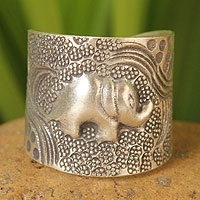 Sterling silver wrap ring, 'King of the Forest' - Sterling Silver Elephant Wrap Ring
