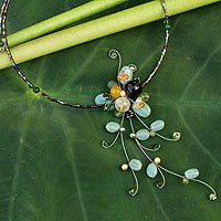 Aventurine and quartz choker,