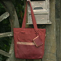 Cotton tote handbag and change purse Daisy Garden Thailand