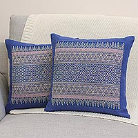 Cotton cushion covers Thai Iris pair Thailand