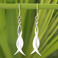 Sterling silver dangle earrings, 'Thai Breezes' - Fair Trade Sterling Silver Dangle Earrings