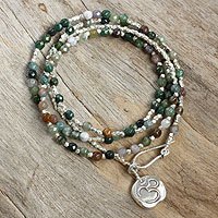 Jasper and silver wrap bracelet,