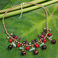 Garnet and tiger s eye beaded necklace Lanna Glam Thailand