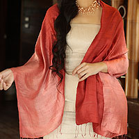 Silk shawl Shimmering Vermilion Thailand