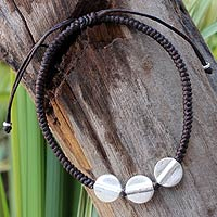 Silver accent braided bracelet, 'Three Sisters' - Unique Hill Tribe Silver Braided Bracelet