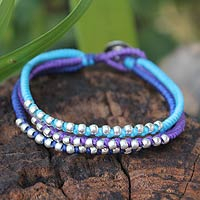 Silver accent braided bracelet, 'Cool Thai River' - Hill Tribe Silver Braided Bracelet