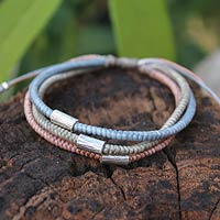 Silver accent braided bracelet, 'Modern Hill Tribe' - Hill Tribe Silver Braided Bracelet
