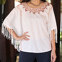 Cotton tunic Exotic White Butterfly Thailand