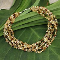 Cultured pearl and citrine beaded necklace, 'Opulent Honey' - Cultured pearl and citrine beaded necklace