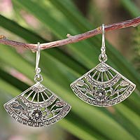 Sterling silver dangle earrings, 'Chiang Mai Breeze' - Floral Sterling Silver Dangle Earrings