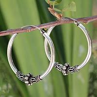 Sterling silver hoop earrings,