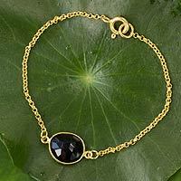 Gold vermeil smoky quartz pendant bracelet,