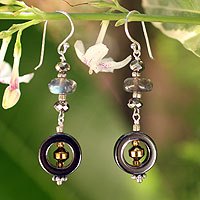 Hematite and labradorite dangle earrings,