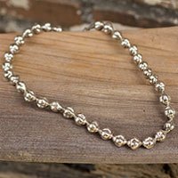 Silver beaded necklace,