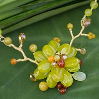Carnelian beaded flower necklace Hellebore in Bloom Thailand